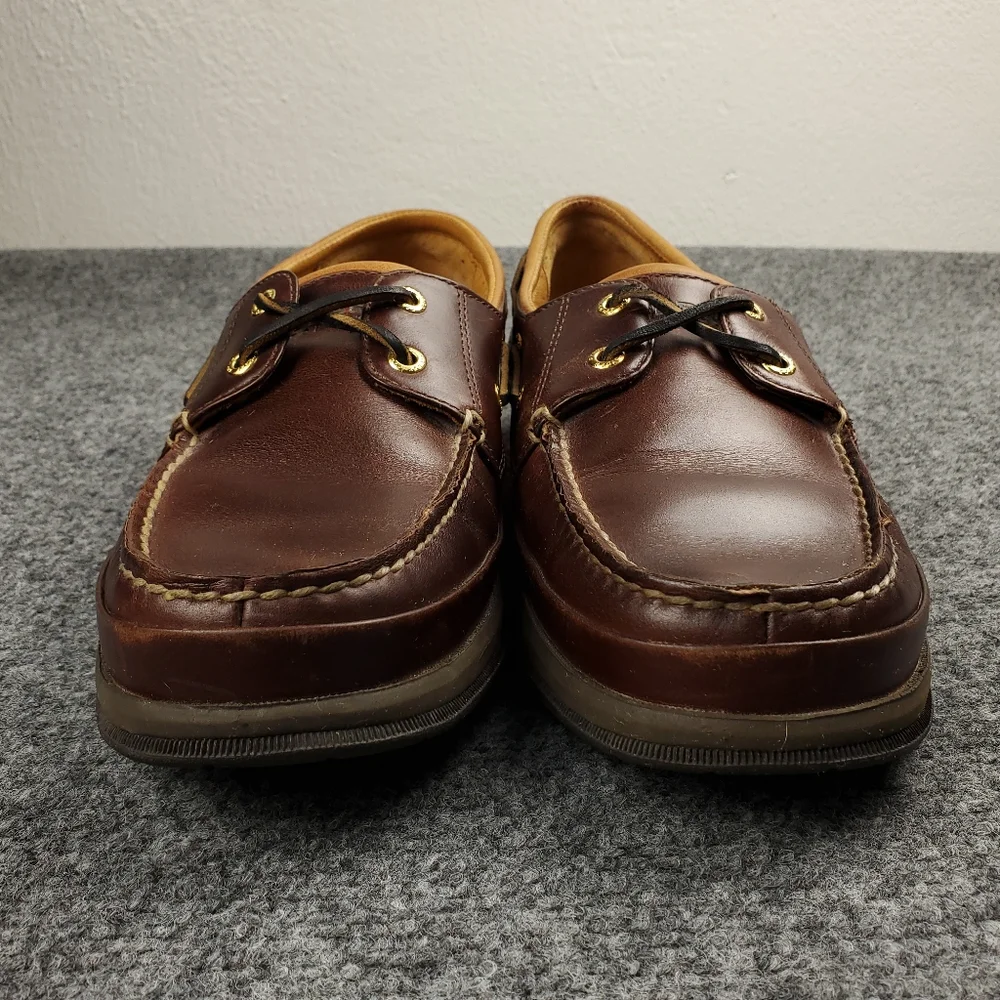 Sperry Top Sider Gold Cup Collection Boat Shoes Mens 9 Dark Brown Deerskin 2 Eye
